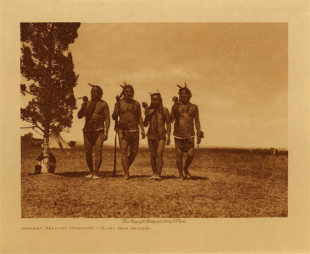 Arikara medicine ceremony : Night men dancing 1908