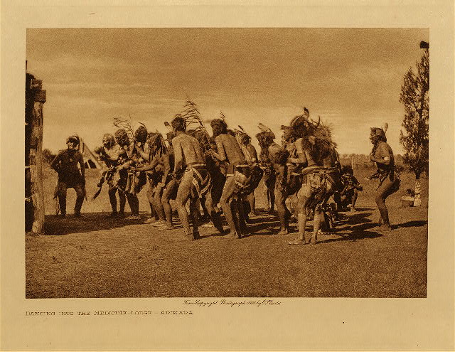 Dancing into the medicine-lodge (Arikara) 1908