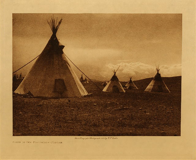 Camp in the foothills (Piegan) 1911