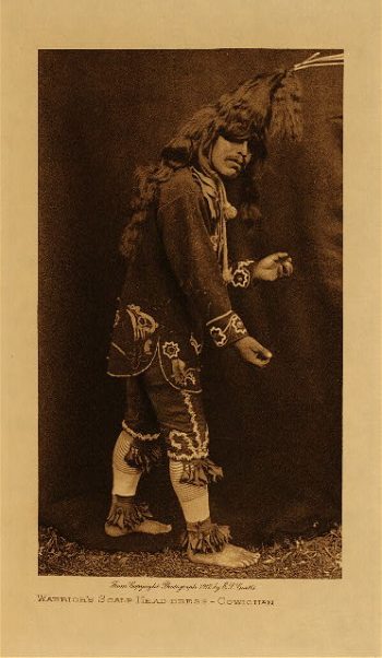 Warrior's scalp head-dress (Cowichan) 1912