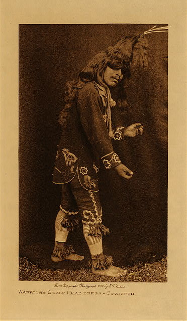 Warrior's scalp head-dress (Cowichan) 1912