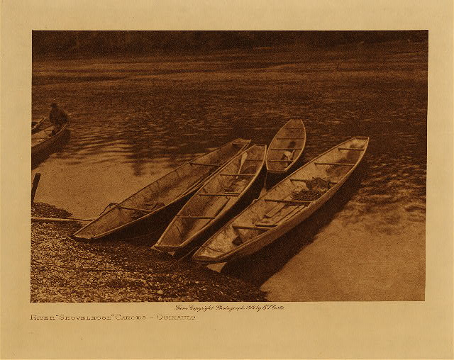 River "shovelnose" canoes (Quinault) 1912
