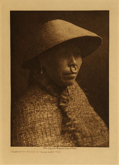 Clayoquot woman in cedar-bark hat 1915