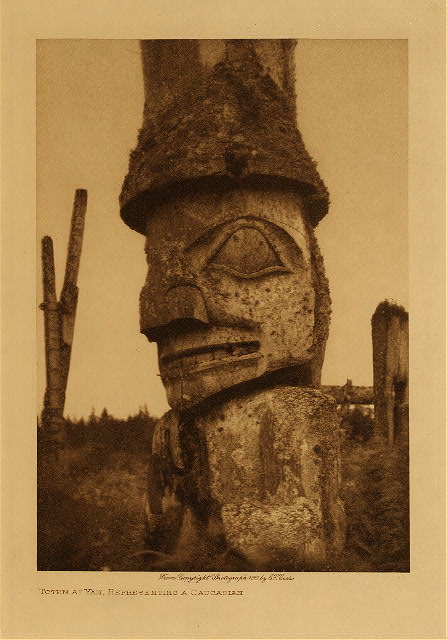 Totem at Yan, representing a Caucasian 1915