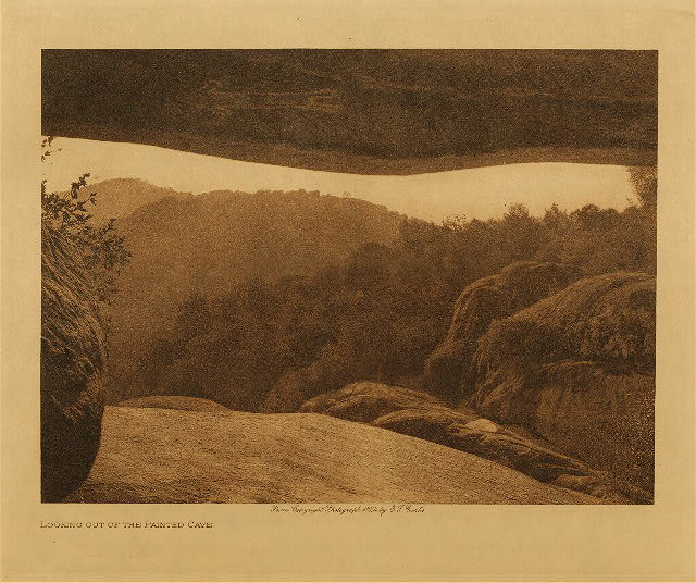Looking out of the painted cave 1924