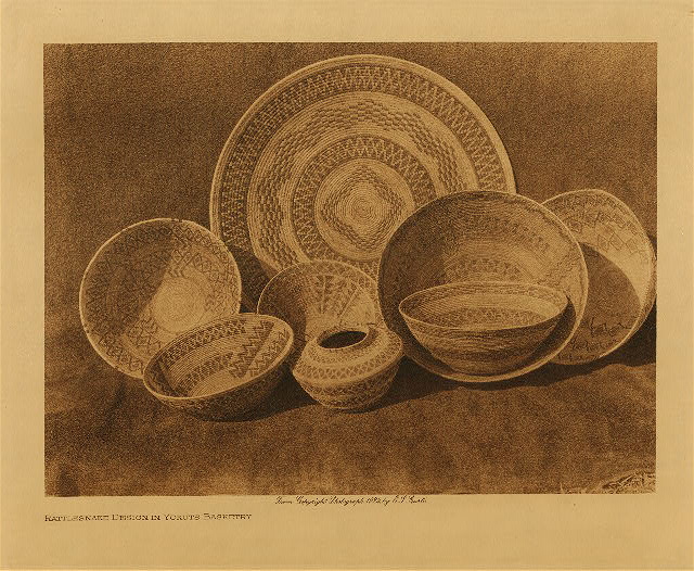 Rattlesnake design in Yokuts basketry 1924