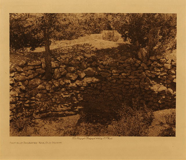 Partially excavated kivi, old Cochiti 1925