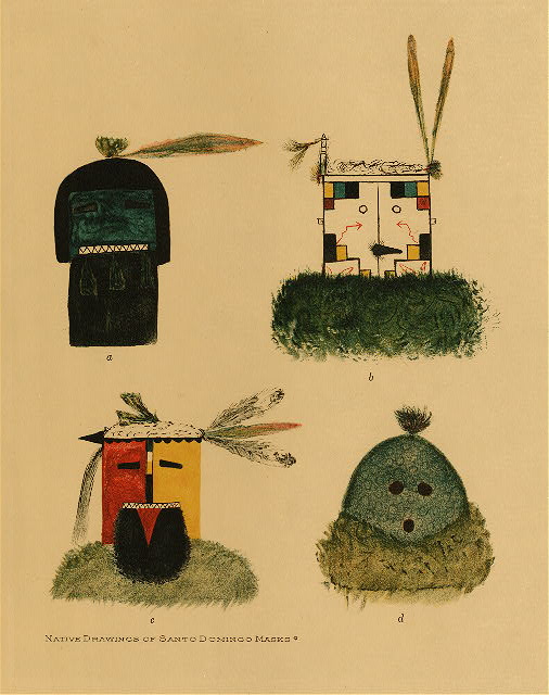 Native drawings of Santo Domingo masks