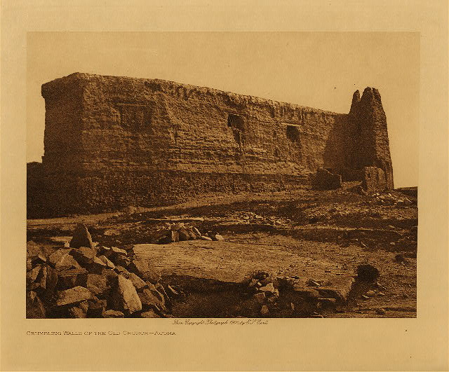 Crumbling walls of the old church (Acoma) 1904