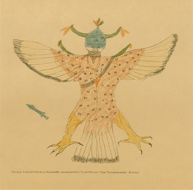 Native conception of Histiani-Kowasutyi ("Flint-wing"), the Thunderbird