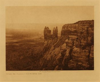 Boy and girl columns at Corn Mountain (Zuñi) 1925