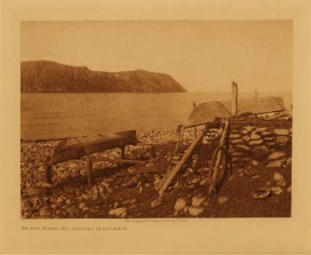 Walrus boats, Big Diomede in distance 1928