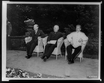Clement Attlee, Harry Truman, and Joseph Stalin