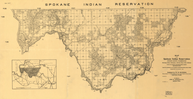 Map of the Spokane Indian Reservation, Stevens County, Washington