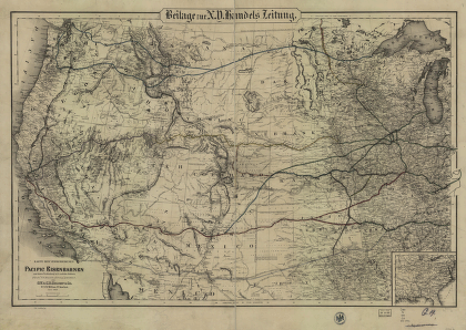 Karte der verschiendenen Pacific Eisenbahnen und deren Verbindung