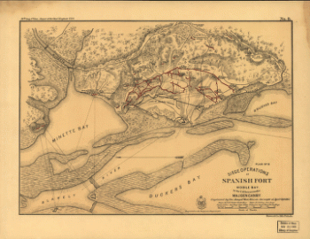 Siege operations at Spanish Fort, Mobile Bay, by the U.S. forces under Maj. Gen. Canby