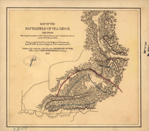 Map of the battlefield of Pea Ridge, Arkansas