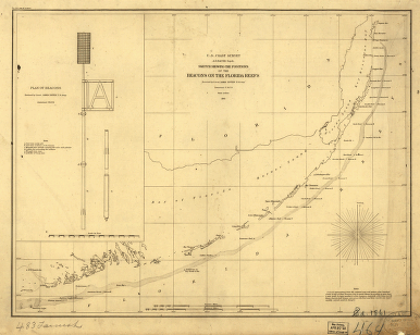 Sketch showing the positions of the beacons on the Florida reefs