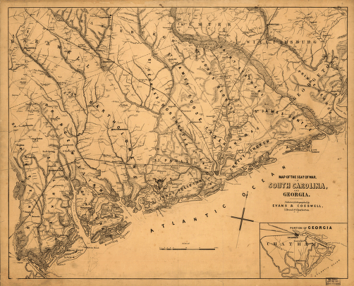 Map of the seat of war, in South Carolina, and Georgia