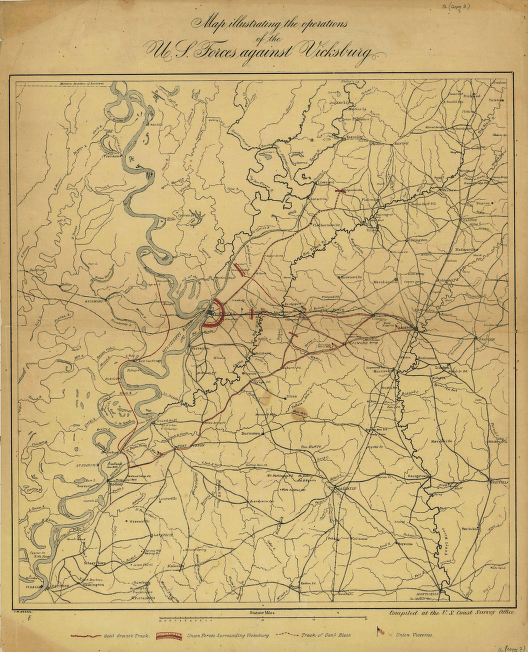 Map illustrating the operations of the U.S. forces against Vicksburg