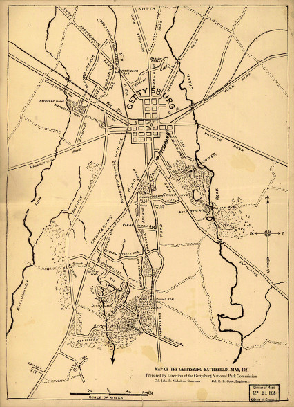Map of the Gettysburg battlefield
