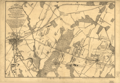 The positions occupied by the Tenth New York Cavalry at Gettysburg