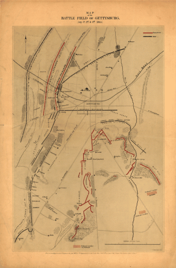 Map of the battle field of Gettysburg