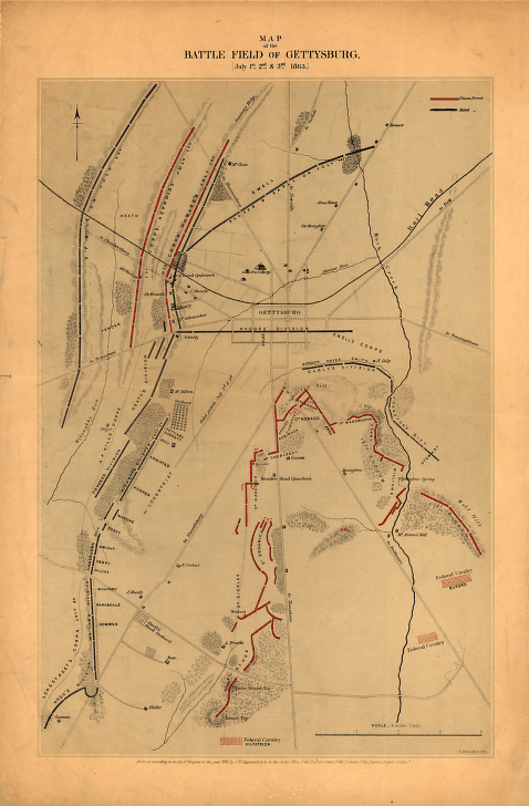 Map of the battle field of Gettysburg