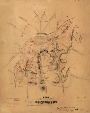 Plan of the Gettysburg battle ground