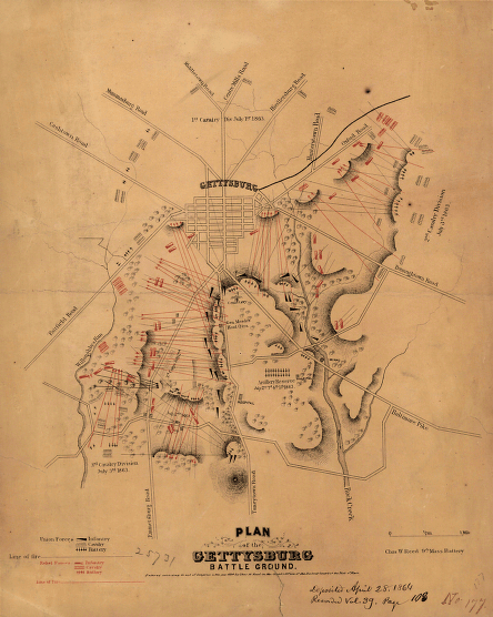 Plan of the Gettysburg battle ground