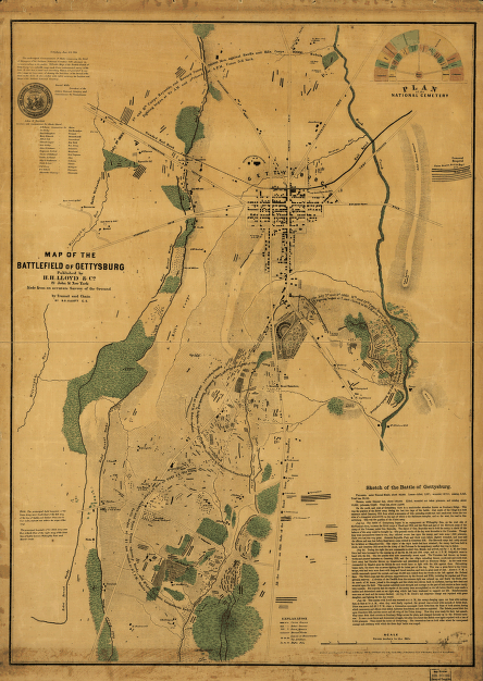 Map of the battlefield of Gettysburg