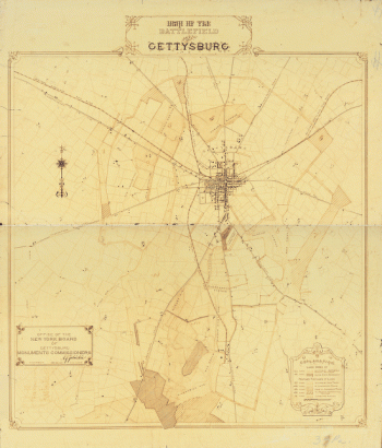 Map of the battlefield of Gettysburg