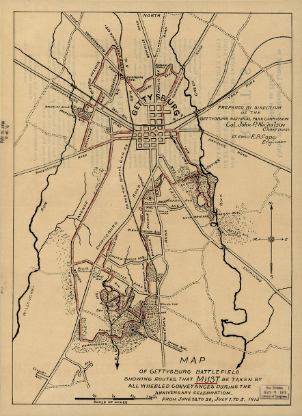 Map of Gettysburg battlefield