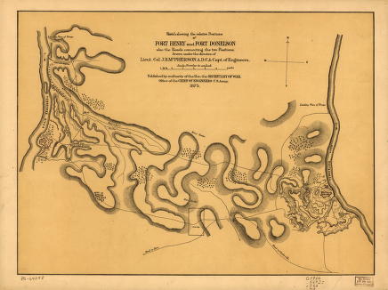 The relative positions of Fort Henry and Fort Donelson