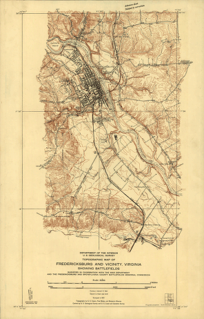 Topographic map of Fredericksburg and vicinity, Virginia