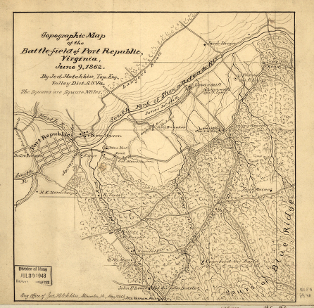 Topographic map of the battle-field of Port Republic