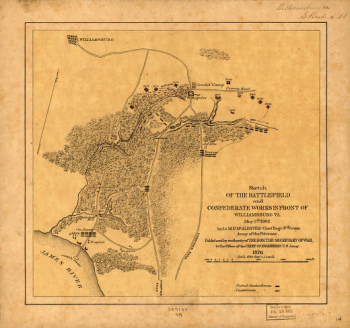 Battlefield and Confederate works in front of Williamsburg, Va
