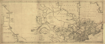 A map of Canada and the north part of Louisiana