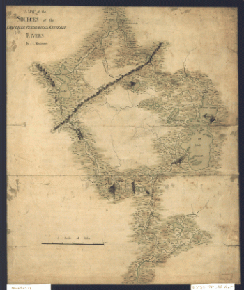 A map of the sources of the Chaudière, Penobscot, and Kennebec rivers, by Montresore