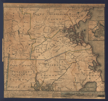 To the Hone Jno Hancock, Esqre president of ye Continental Congress, this map of the seat of civil war in America, is respectfully inscribed by his most obedient humble servant, B Romans