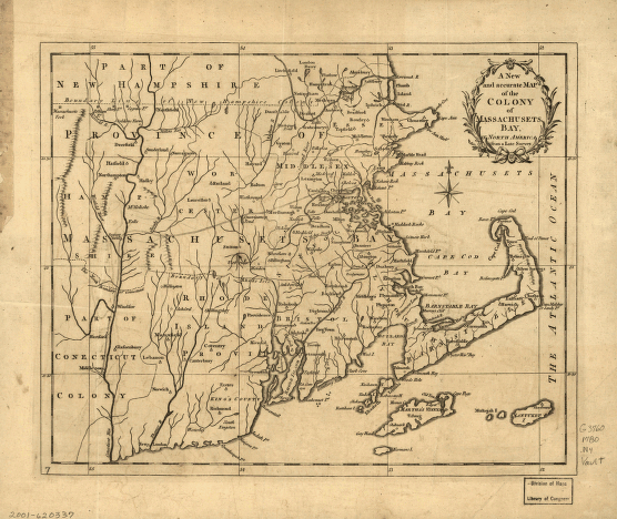 A new and accurate map of the colony of Massachusets  Bay, in North America, from a late survey