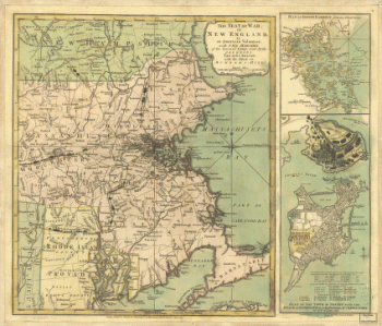 The Seat of war in New England, by an American volunteer, with the marches of the several corps sent by the Colonies towards Boston, with the attack on Bunkers-Hill
