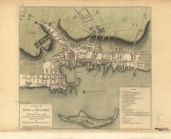 A plan of the town of Newport in Rhode Island Surveyed by Charles Blaskowitz, engraved and publish'd by Willm Faden
