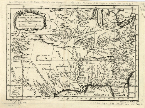 Carte de la Florida, de la Louisiane, et pays voisins : pour servir a l'Histoire generale des voyages / par M B, ing de la marine, 1757