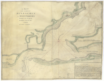 A plan of the harbour of Pensacola in West-Florida Surveyed in the year 1764 by George Gauld, MA The bar by Sir John Lindsay