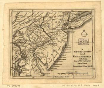 A Map of the country round Philadelphia including part of New Jersey, New York, Staten Island, & Long Island