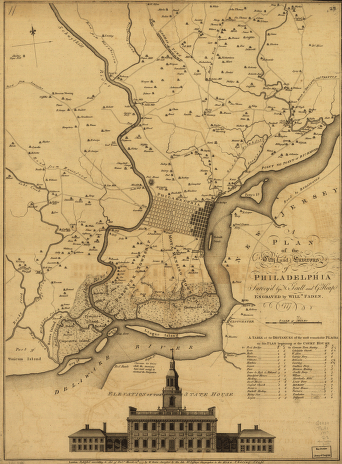 A plan of the city and environs of Philadelphia, survey'd by N Scull and G Heap Engraved by Will Faden
