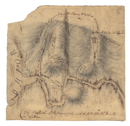 Copy of a sketch of the Monongahela, with the field of battle, done by an Indian