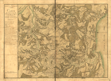 Armee de Rochambeau, 1782 Carte des environs de Williamsburg en Virginie ou les armees francoise et americaine ont campes en Septembre 1781 Desandroüins