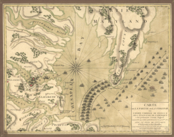 Carte de la partie de la Virginie ou l'armee combinee de France & des etats-Unis de l'Amerique a fait prisonnière l'Armee anglaise commandee par Lord Cornwallis le 19 octobre 1781, avec le plan de l'attaque d'York-town